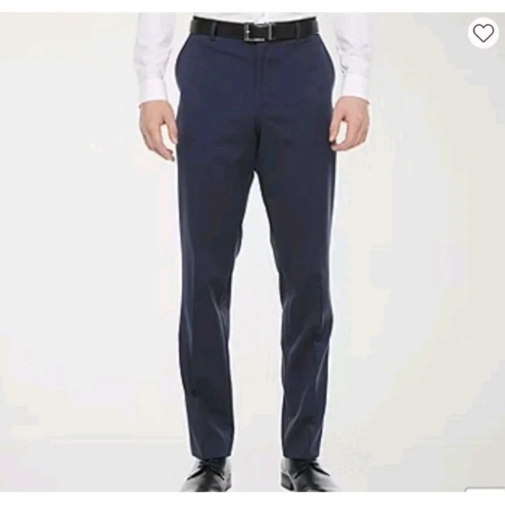 Quiet Luxury J. Ferrar Navy Stretch Slim Fit Suit 44R Business Wedding